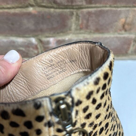 Able Cheetah Dot Celina Leather Skin Ankle Bootie Size 10 - Picture 9 of 10